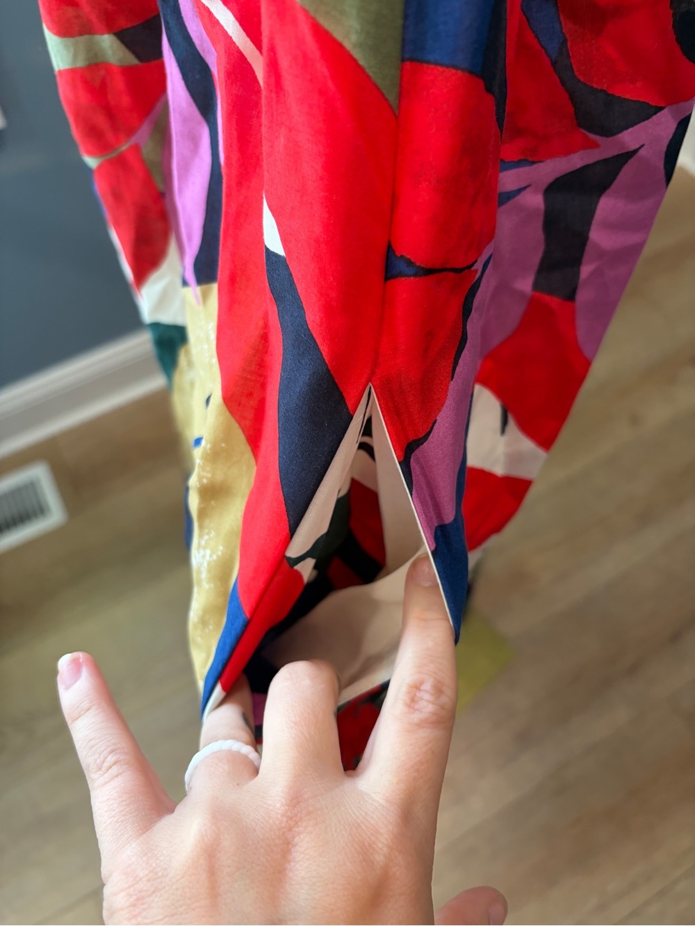 A New Day Tropical Leaf Midi Dress Size Medium Colorful Resort Dress - Picture 6 of 9